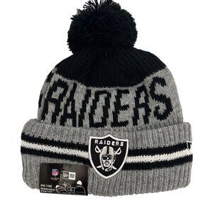 New Era On Field NFL Las Vegas Raiders Removeable Pom Beanie Football Athleisure